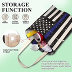 Car Trash Can, Cute Car Trash Bag, Hanging Car Organizer and Storage Bag, Trash Bin for Car Accessories, Vehicle, Travelling, Camping Retro American Flag