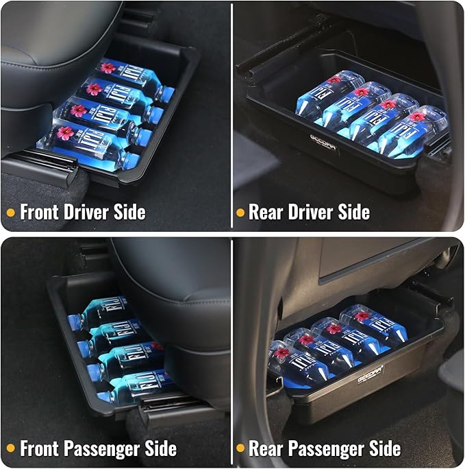 GEEDAR Under Seat Storage Box Organizer for Tesla Model Y (1 pack), Upgraded ABS + TPE Double Layer Hidden Storage Box, Washable Underseat Storage Organizer fit Tesla Model Y Accessories 2021-2024