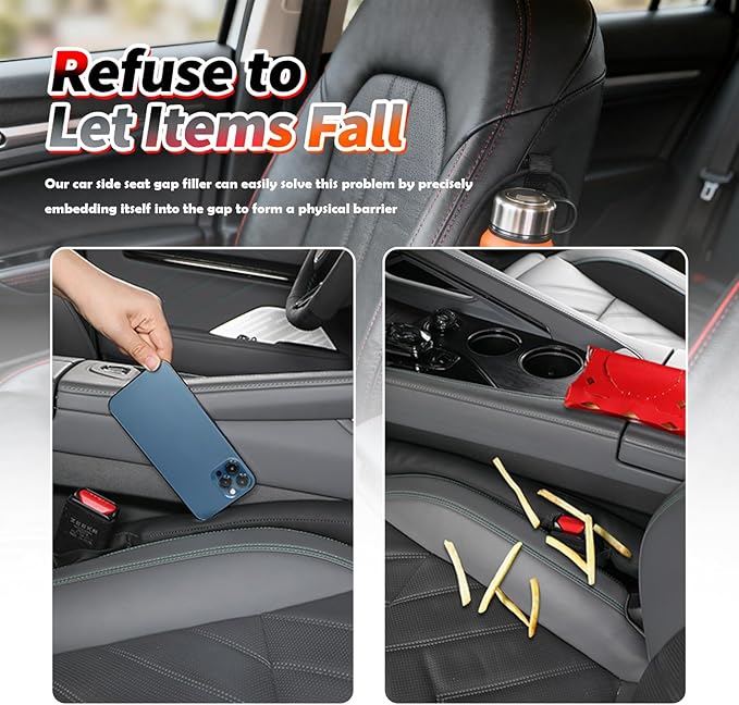 Aokdom 2026 Latest 2PCS Upgraded Car Seat Gap Filler with Fixing Ring,Elastic Car Gap Filler to Avoid Dropping Cell Phones/Keys,Essential Cars Gaps Seat Fillers Cars Accessories