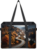 Reusable Grocery Bags Heavy Duty Shopping Bags Foldable Large Tote Bags with Long Handles & Hard Bottom