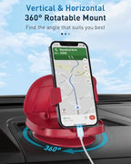 Cell Phone Holder for Car, Vertical Horizontal Car Phone Mount with 360° Rotate Dashboard Cradle Compatible iPhone Samsung Galaxy Android Smartphones, GPS Devices