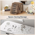 HOOBRO Jewelry Box for Women, Jewelry Organizer Box, 6-Tier Wooden Jewelry Box, Jewelry Case with Side Transparent Window, Cr