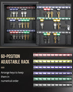 Uniclife 60 Position Key Cabinet Steel Security Storage Box with Combination & Key Lock, Resettable, Digital, Adjustable Rack