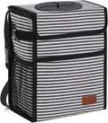 Femuar Car Trash Can with Lid - Leak Proof, Waterproof, Multipurpose Car Hanging for Headrest, Collapsible, Portable with Storage Mesh Pocket, Stripe