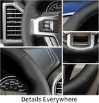 Hand Sewn Steering Wheel Cover,Fit for Ford F-150 2015-2020/F-250 F-350 F-450 F-550 2017-2021/F-600 2020-2021/F-650 F-750 2021,Non-Slip Breathable Microfiber Leather Steering Wheel Cover