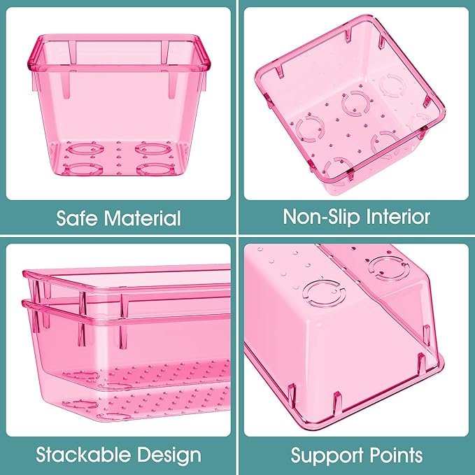 WOWBOX 25 PCS Plastic Drawer Organizer Set, 4 Sizes Desk Drawer Divider Organizers and Storage Bins for Makeup, Jewelry, Gadg
