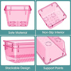 WOWBOX 25 PCS Plastic Drawer Organizer Set, 4 Sizes Desk Drawer Divider Organizers and Storage Bins for Makeup, Jewelry, Gadg