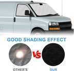 Windshield Sun Shade 3 Set for1996-2022 Express/GMC Savana, Insulated Front Seat Side Sunshade for All Seasons, Blockout UV Reflector Privacy Protection