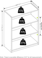 Furinno GEHRY Book Shelf, 3-Tier Bookshelf, Bookcase with Adjustable Shelves, 11.6 x 24.8 x 31.6, for Living Room, Bedroom, H