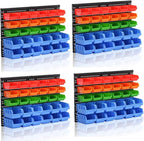 Wall Mounted Storage Bins Parts Rack 4 Colors Garage Plastic Shop Tool Organizer, ABS Plastic Garage Rack, Screw Storage 120 
