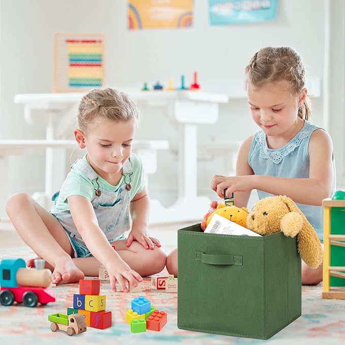 Stero Fabric Storage Bins 6 Pack Fun Colored Durable Storage Cubes with Fabric Handles Foldable Cube Baskets for Home, Kids R