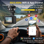 4K Dash Cam Front Rear, Dual Channel Dash Cams with 64GB Card 4K+1080P, Dash Camera for Cars with 5G WiFi, APP Control,2.0" I