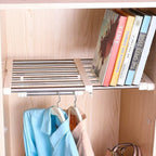 Hershii Closet Tension Shelf Expandable Telescopic Rod Heavy Duty Clothes Hanging Rail Adjustable DIY Storage Organizer Shoe 