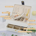KOOAAICCHI Small Jewelry Box, Travel Jewelry Organizer, Portable Jewelry boxes for Women Girls Gift, Double Layers PU Leather