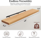 Floating Shelves for Wall, 9.3" Deep Wall Mounted Wood Shelves for Bathroom, Bedroom, Living Room, Kitchen, Hanging Shelf for