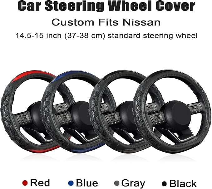 GIANT PANDA Steering Wheel Cover for Nissan Altima Rogue - Car Steering Wheel Cover for Nissan D Shape(Red-D-Shaped)