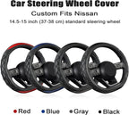 GIANT PANDA Steering Wheel Cover for Nissan Altima Rogue - Car Steering Wheel Cover for Nissan D Shape(Black-D-Shaped)