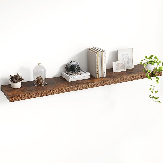 48 Inch Floating Shelves, 8 Inch Deep Floating Shelves for Wall, Hanging Shelf with Invisible Brackets, Deep Shelves for Bath