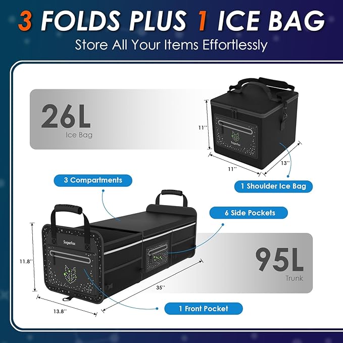 Car Trunk Organizer | Foldable, Waterproof | Trunk Organizer for SUV/Cars | Car Organizers & Storage - Car Accessories for Wo