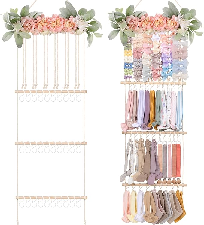 POVETIRE Headband Holder Hair Bows Organizer for Girls, Hair Accessories Display Storage Wall Hanging Decor for Baby Nursery 