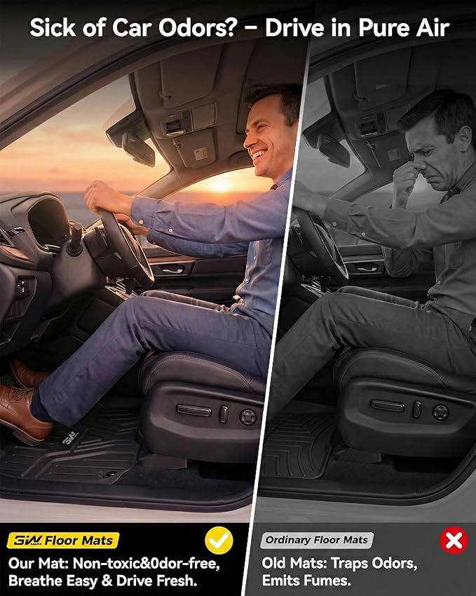 3W Floor Mats Fit for 2026 2025 2024 2023 Honda CR-V(Include Hybrid & CRV FCEV), Custom Fit Floor Liner for 1st 2nd Row Floor Liner TPE All-Weather Car Liners Black