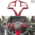 Dark Red Steering Wheel Interior Decoration Cover Trim Accessories for Nissan Altima(2019-2024),for Sentra/Versa(2020-2024),for Leaf/Kicks(2018-2024),for Rogue(2017-2020),for Rogue Sport