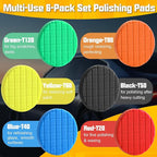 6 PCS Buffing Polishing Pad, 5.5 Inch Buffing Pads for Polisher, Body Repair Buffing Sponge Pad Kit for 5 Inch Backing Plate, for Car Buffer Compounding, Polishing and Waxing