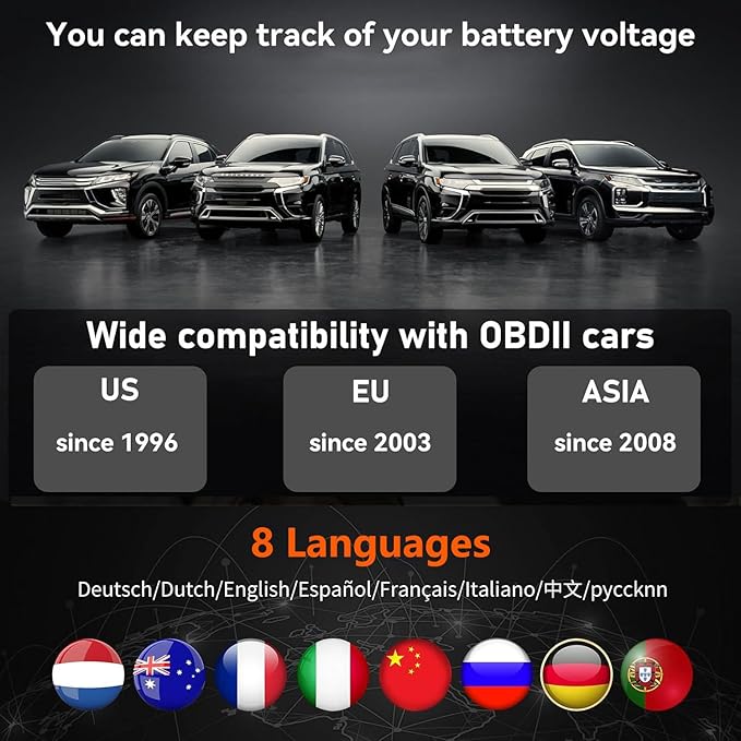 OBD2 Scanner, CGSULIT SC103 Car Code Reader Diagnose Check Engine Light Smog Check DTCs Scan Tool Live Data Stream Voltage Test