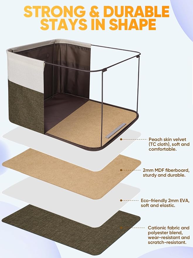 BALEINE 4 Pack Fabric Closet Storage Bins for Shelves, Linen Closet Organizers and Storage, Decorative Baskets for Organizing