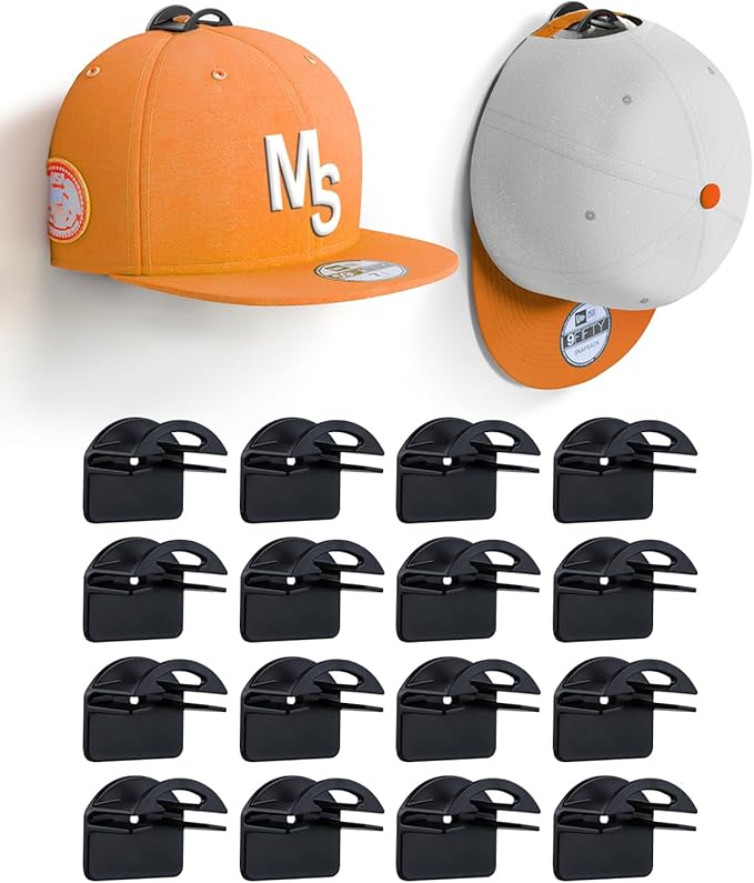 Adhesive Hat Hooks for Wall, Baseball Caps Strong Holdr, Ball Cap Hanger Wall Mount, Hat Display Rack, Hat Organizer Accessor