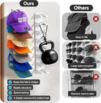 Hat Organizer for Baseball Caps Wall, 2 Pack Hat Holder for Closet Door Hold up to 16 Hats,Hat Hook with Adhesive and 8 Screw