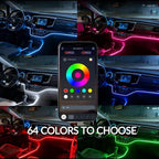 Interior Car Strip Lights Dreamcolor Acrylic Car Decorative Lights with APP Control Multicolor Internal Lighting Kit Music&DIY Function Ambient Fiber Optic Strip LEDs (Multicolor 10 in 1)