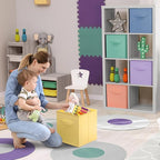 Sorbus 11 Inch Fabric Storage Cubes - Sturdy Collapsible Bins With Handle - 6 Foldable Baskets for Organizing Clothes, Toys, 