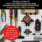 PegPro® J, 1", 2" Hooks Kit for Standard “Wood Fiber” pegboard – Durable Plastic Pegboard Hooks - for Garage, Kitchen, Craft 