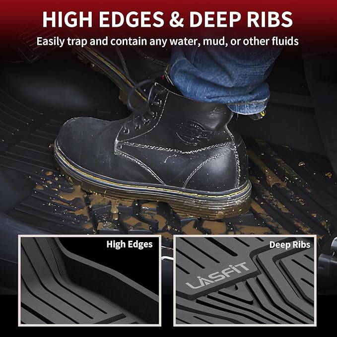LASFIT Floor Mats for Honda Civic 2022-2025 2026 Sedan Hatchback Si (Include Sport), with&w/o USB Port | for Acura Integra 2023-2026, All Weather Car Floor Liners, 1st & 2nd Row, Black