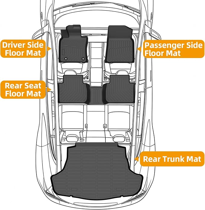 Floor Mats for Toyota Camry 2018 2019 2020 2021 2022 2023 2024(FWD ONLY), (Non Hybrid & AWD) 2022 Camry Floor Mats, 1st & 2nd Row & Cargo Liner, TPE Anti-Slip Waterproof Car Accessories