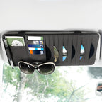 alpmosn Sun Visor CD Case Holder for Car - Multi-Function Visor Organizer with CD/DVD Storage, Eyeglass Clip, Card Slots & Pen Holder, Durable Leather Car Accessories (Black)