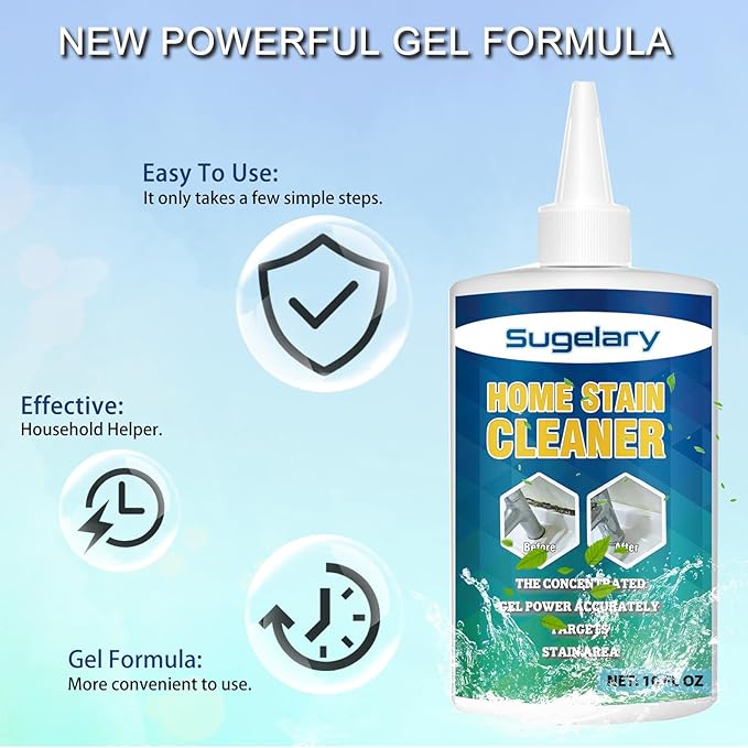 Sugelary Mold Stain Cleaner Gel, 10 fl oz Multi Home Stain Cleaning Gel for Washing Machine Seals, Fridge Gaskets, Tile Grout