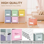 Geelin 6 Cube Toy Storage Organizer with Fabric Bins and Labels, 11 Inch Collapsible Colorful Cubby Storage Drawers Pastel Dr