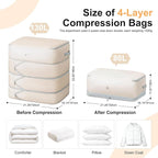 Comforter Storage Bag - 130L Large Capacity Blanket Storage Bags 4-Layer Ultra Space Saving Self Compression Organizer, Washa