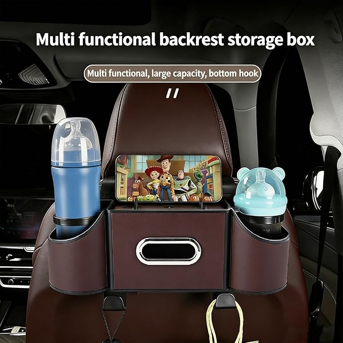 4-in-1 car organizer back seat, Multi-Pocket backseat car cup holder, Universal back seat cup holders for cars, car organization, for Travel & Daily Use (KARTAN)
