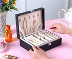Voova Jewelry Box Organizer for Women Girls, 2 Layer Large Men Jewelry Storage Case, PU Leather Display Jewellery Holder with