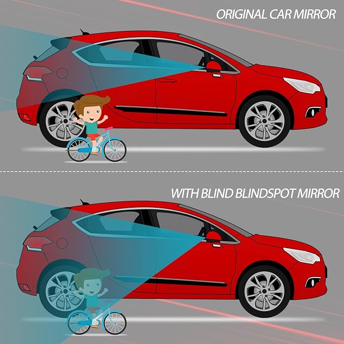 Frienda 6 Pieces Blindspot Mirror, High Definition Glass Convex Lens Frameless 360° Wide-range View Side View Mirror for Car(Fan, Round, Rectangle Shape)