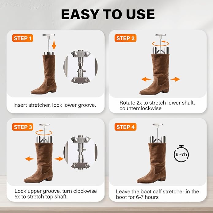 Cast Aluminum Combination Boot Instep & Shaft Stretcher-Sturdy, Durable & Easy to Use; Boot Calf Stretcher Is Suitable for Va