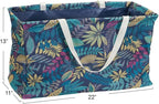 Household Essentials Large Canvas Utility Tote Bag with Handles | Collapsible Storage Basket for Laundry, Groceries, College, Beach, Car & More | Water-Resistant Lining | 11"x22"x13"