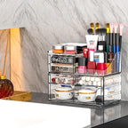 SUOXING Clear Acrylic Makeup Organizer for Vanity,Bathroom,Dresser,5 Drawer Make up Organizers for Counter,Plastic Countertop