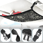 Planet Car Ceiling Cargo Net Pocket Hanging Storage Bag with Zipper 31.5"x21.6" Double-Layer Mesh Car Roof Storage Organizer Long Road Trip Truck SUV Travel Camping