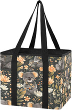 Cute Koalas Reusable Grocery Bags Large Shopping Tote Bag with Reinforced Bottom Board, Water Resistant Foldable Storage Bags