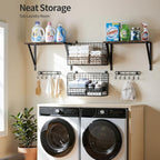 Housolution Garage Shelving Wall Mounted, Heavy-Duty Garage Wall Shelving with Baskets & Hooks Supports up to 154 LBS in Tota