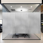STATINT Reeded Glass Window Privacy Film 3D Decorative Frosted Non Adhesive UV Heat Blocking Day and Night Vinyl Privacy Clings for Bathroom Living Room，29.5 Inch X 13.1 Feet